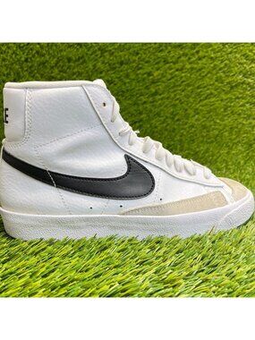 Nike Blazer Mid '77 Boys Size 5.5Y White Black Athletic Leather Shoes Sneakers